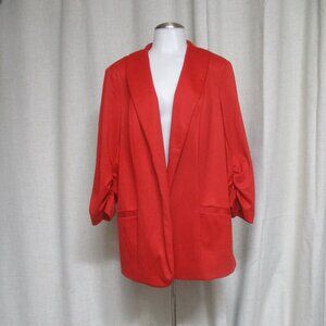 GRACE ELEMENTS red stretch open front blazer jacket PLUS size